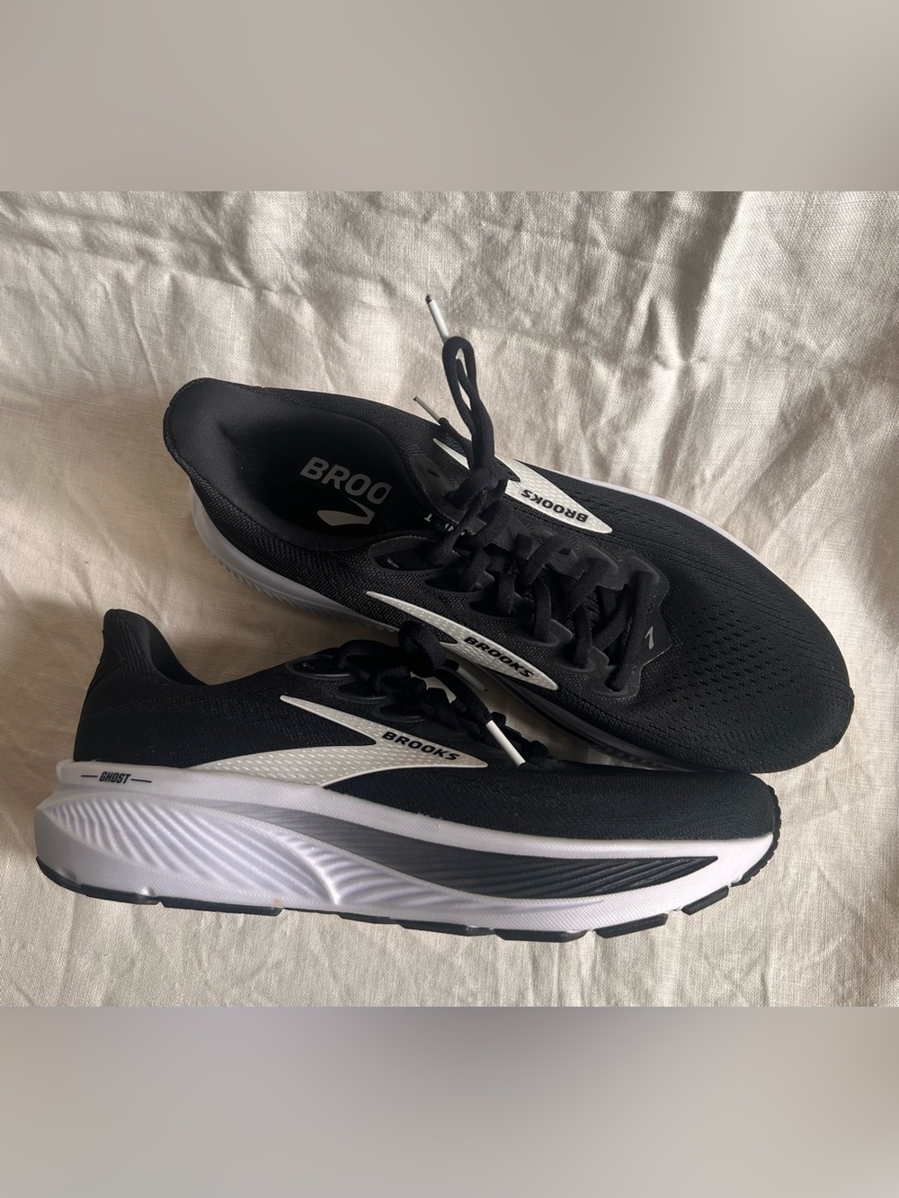 Brooks Ghost Women’s Black & White Athletic Running Shoes
